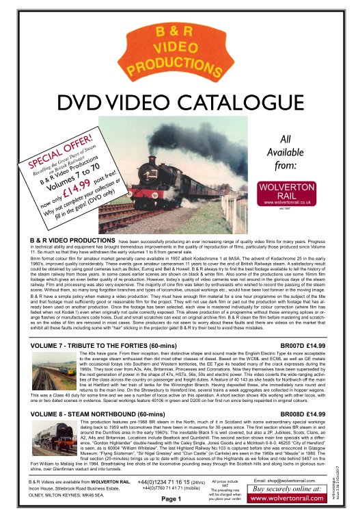 Latest Wolverton Rail B & R Catalogue (Downloadable)